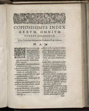 Copiosissimus Index Rerum omnium Notatu digniorum.