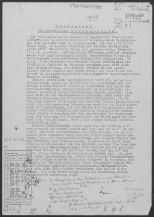 Oberensingen-Hardt: Visitationsbericht mit Pfarrbericht 1958