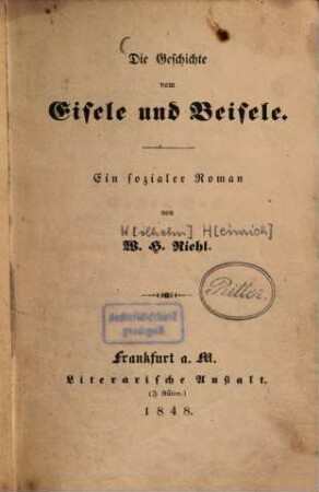 Die Geschichte vom Eisele und Beisele : ein sozialer Roman
