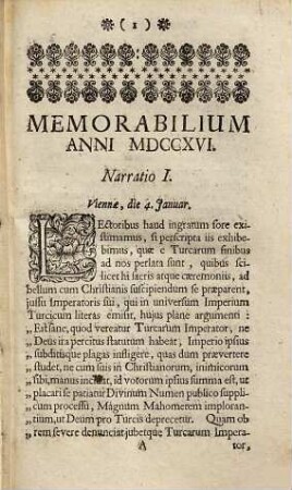 Memorabilia anni MDCCXVI : sive narrationes LI rerum, quae tam in orbe politico quam literato memoratu dignae anno A.O.R. MDCCXVI gestae fuerunt ...