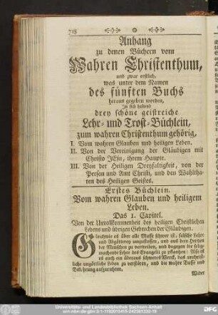 Das 1. Capiel. Von der Unvollkommenheit des heiligen Christlichen Lebens und übrigen Gebrechen der Gläubigen.