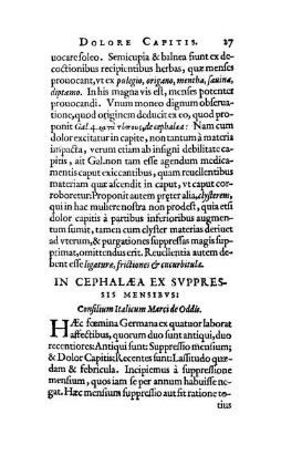In Cephalæa Ex Svppressis Mensibus: