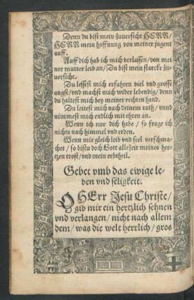 Gebet umb das ewige leben und seligkeit.