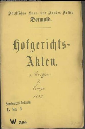 von Wulffen, Statius gegen Städte Lemgo, Salzuflen und Detmold - Bürgschaft