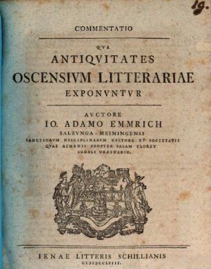 Commentatio Qua Antiquitates Oscensium Litterariae Exponuntur
