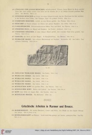 Griechische Arbeiten in Marmor und Bronze (Nr. 488-501)