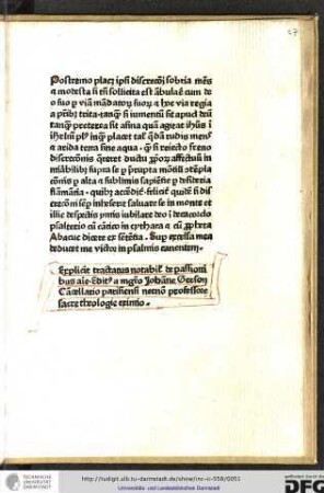 Explicit tractatus notabilis de passionibus anime, editus a magistro Iohanne Gerson, cancellario Parisiensi necnon professore sacre theologie eximio.
