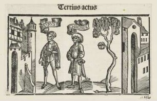 Syrus und Chremes, erstmals erschienen in: "Terentius", Straßburg 1496, fol. LXXII (verso)