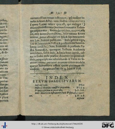 Index Rerum Praecipuarum.