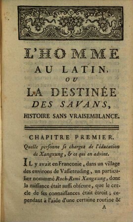 L' homme au latin, ou la destinée des savans