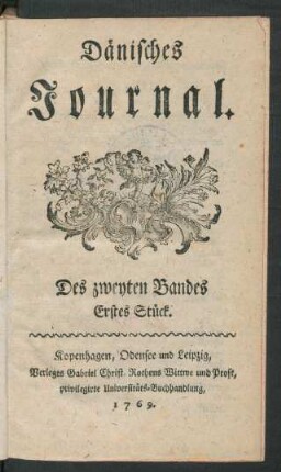 Des zweyten Bandes Erstes Stück