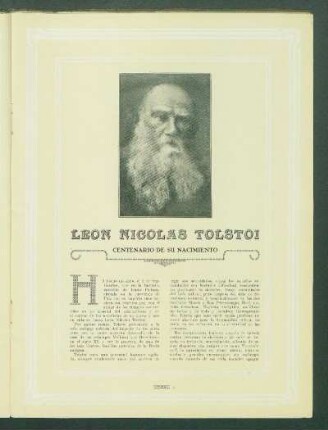 Juan Nicolás Tolstoi [Fotografía] : Centenario de su nacimiento