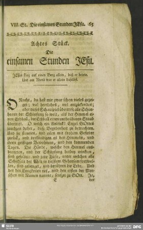 Achtes Stück. Die einsamen Stunden Jesu