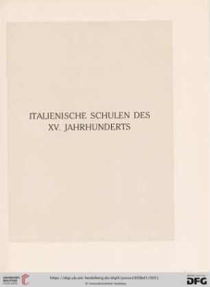 Italienische Schulen des XV. Jahrhunderts