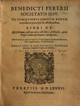 De communibus omnium rerum principiis libri quindecim