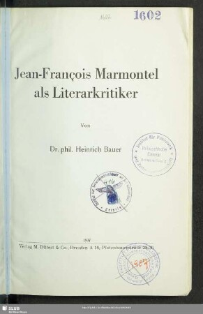 Jean-François Marmontel als Literarkritiker