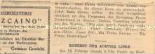 Artikel in der Kubanischen Emigrantenzeitung "Unterwegs" von Gert Caden - Personenkonvolut