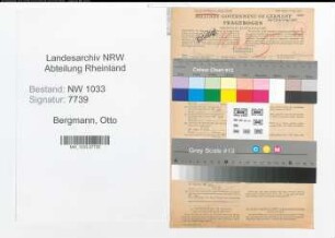 Entnazifizierung Otto Bergmann , geb. 19.01.1918 (Lagerist)
