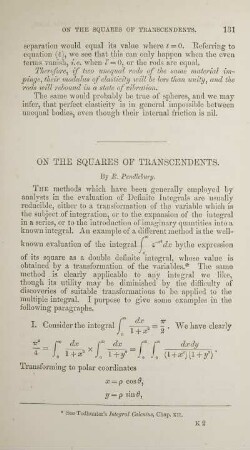 On the squares of transcendents.