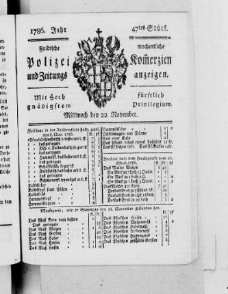 47tes Stück., Ausgabe vom 22. November 1786
