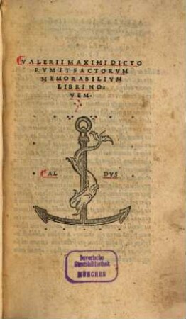 Valerii Maximi Dictorum et factorum memorabilium libri novem