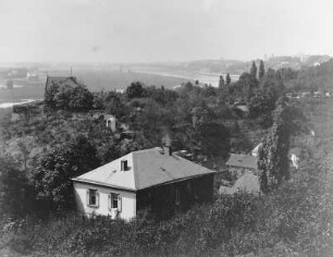 Blick auf Burgberg und Elbbogen : Blick auf Burgberg und Elbbogen. Fotografie; 16,5 x 21,3 cm (vor 1910; A. Kotzsch). Dresden: Hauptstaatsarchiv Dresden 612/24