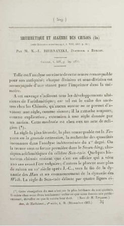 Arithmétique et algèbre des Chinois. [Fortsetzung]