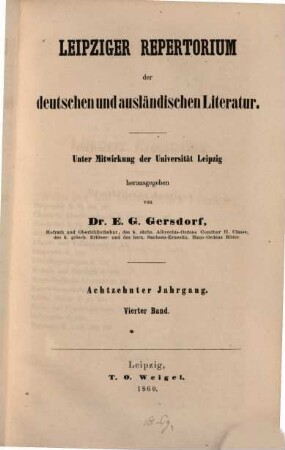 Leipziger Repertorium der deutschen und ausländischen Literatur. 72. 1860 = Jg. 18, Bd. 4 = Bd. 106