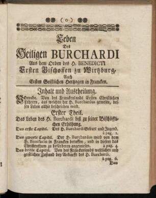 Inhalt und Austheilung.