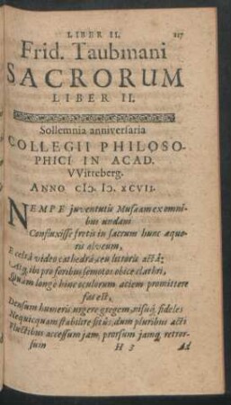Frid. Taubmani Sacrorum Liber II.