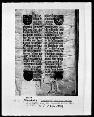 Chorbuch: Textseite mit Wappen