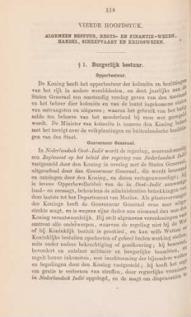 Vierde hoofdstuk. Algemeen bestuur, regents- en finantie-wezen, handel, scheepvaart en krijgswezen