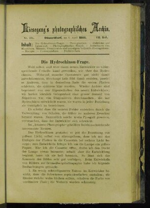 Die Hydrochinon-Frage