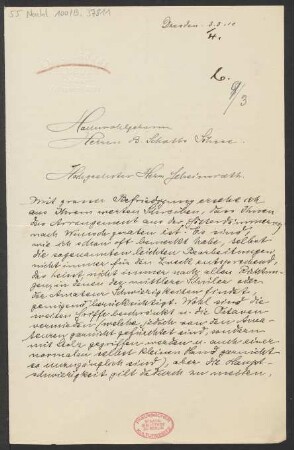 Brief an Ludwig Strecker  an B. Schott's Söhne : 03.03.1910