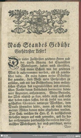 Geehrtester Leser!