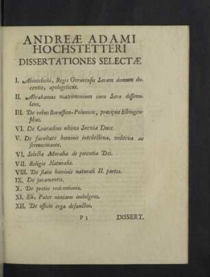 Dissertationes Selectae