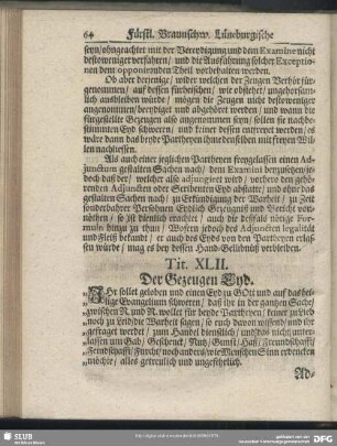Tit. XLII. Der Gezeugen Eyd