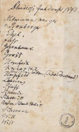 Studiosi fuldenses 1843