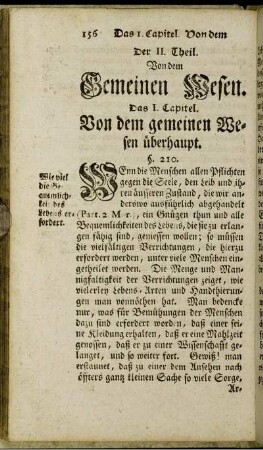 Der II. Theil. Von dem Gemeinen Wesen.