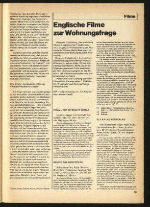Englische Filme zur Wohnungsfrage