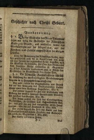 Geschichte nach Christi Geburt: Vorbereitung