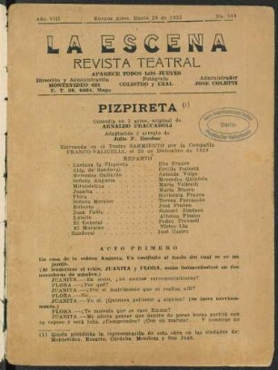 Pizpireta : comedia en dos actos