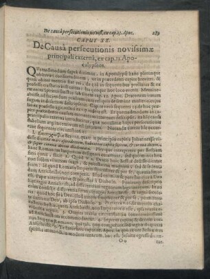 Caput XX. De Causa persecutionis novissimae principali externa, ex cap. 13. Apocalypseos