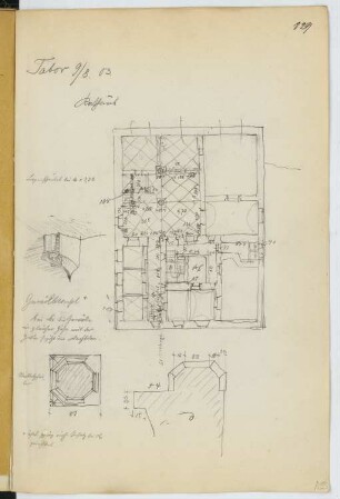 Rathaus, Tabor: Grundriss, Details (aus: Skizzen- und Fotoalbum 21)