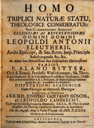 Homo in triplici naturae statu theologice consideratus