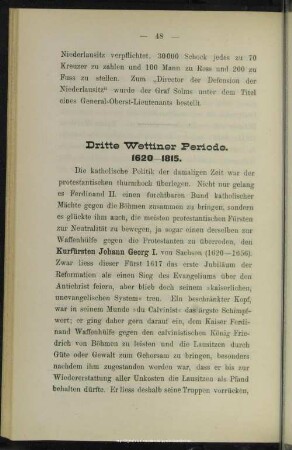 Dritte Wettiner Periode 1620 - 1815