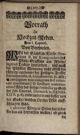 Das I. Capitel. Von Beyspielen