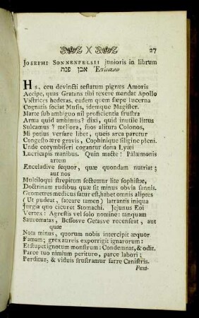 Josephi Sonnenfelsii junioris in librum[...]