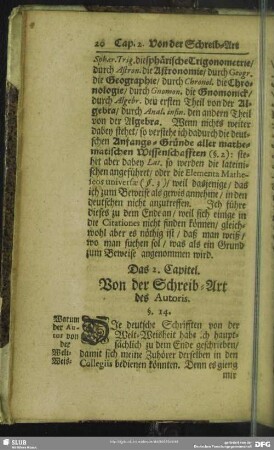 Das 2. Capitel. Von der Schreib-Art des Autoris