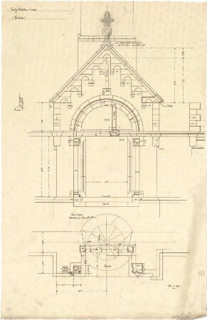 Schmidt, Heinrich von; Groß - Winternheim; Ev. Kirche - Portal (Grundriss, Aufriss)
